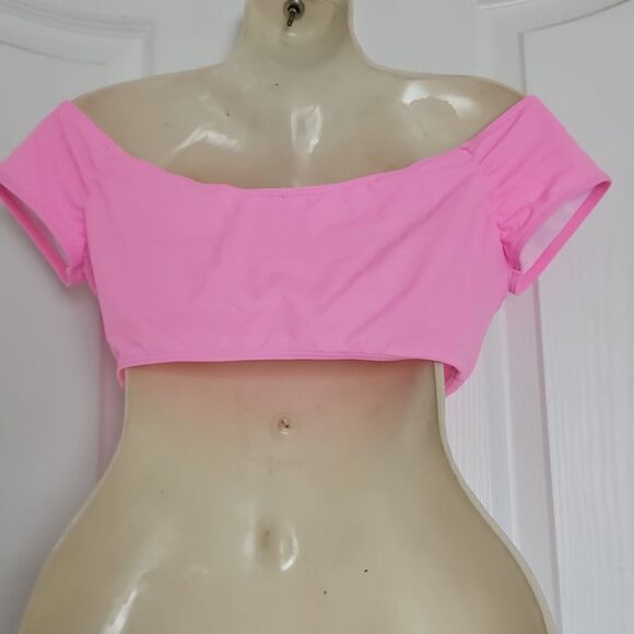 Host Pick Victoria's Secret Off The Shoulder Lightly Padded Swim Top Small Pink - Picture 4 of 16